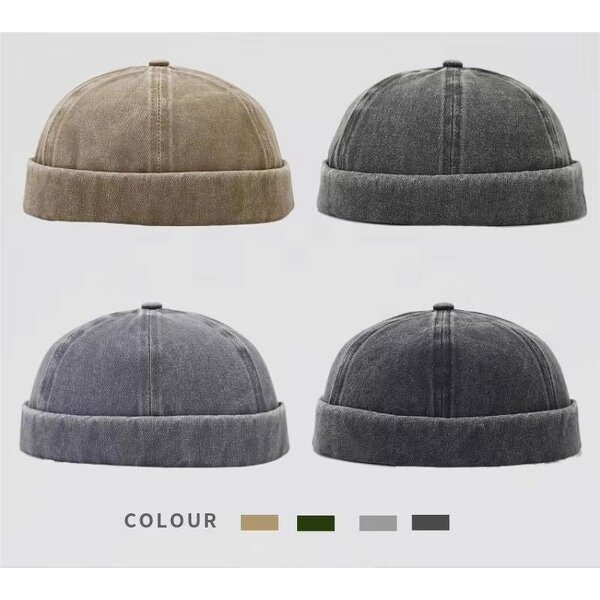 Corduroy Brimless Cap Manufacturer - Custom Woven Label Patch Cotton Skull Caps New Vintage