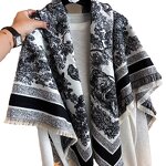 Muslim Shawl Supplier - Women's Winter High-Grade Black White Office Thick for Muslim