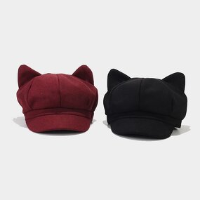 Christmas Beret Supplier - OEM/ODM Charming Korean Style Red Wool Blend Soft Warm Bow Decor