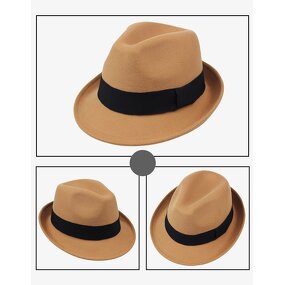 England Jazz Hat Manufacturer - Autumn and Spring New Pure Color Wool Retro Fedora Promotional