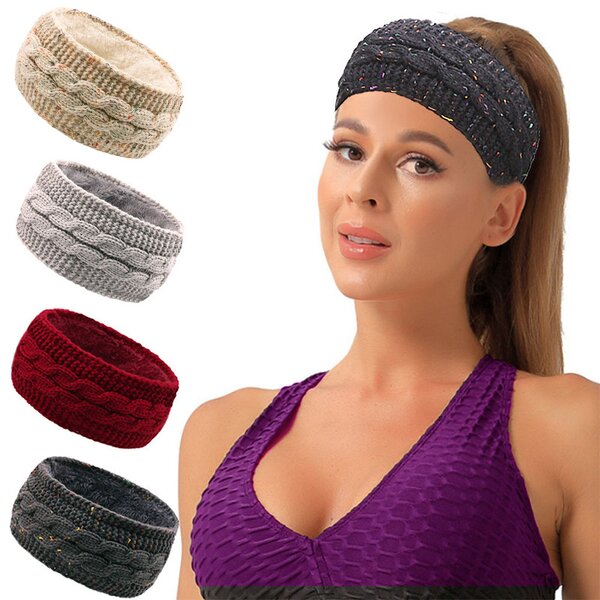 Fleece Headband Factory - OEM/ODM New Winter Lined Knitted Warm Ear Warmer Sports Headwear