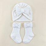 Newborn Cap Set Supplier - Wholesale Baby Beanie with Bow Knitted Headwrap Infant Gift Set