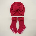 Newborn Cap Set Supplier - Wholesale Baby Beanie with Bow Knitted Headwrap Infant Gift Set
