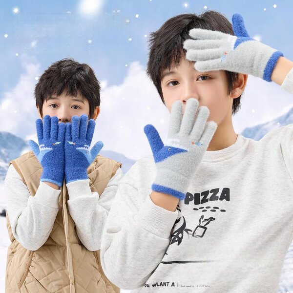 Riding Gloves Factory - Wholesale New Fleece-Lined Windproof Cold-Resistant Cute Knit Touchscreen