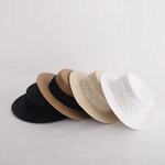 Pearl Satin Straw Hat Supplier - Summer Elegant Beach Travel Sun protection French Flat Top