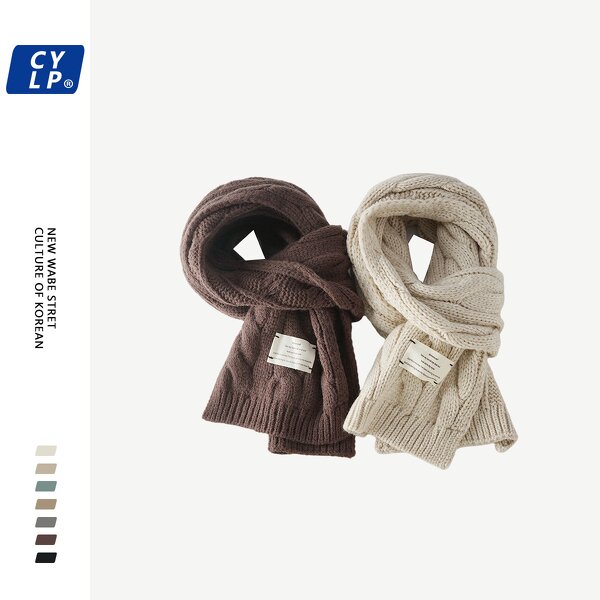 Ins Girly Heart Scarf Supplier - Winter Fashion Twist Wool Ladies Student Solid Color Warm Knit