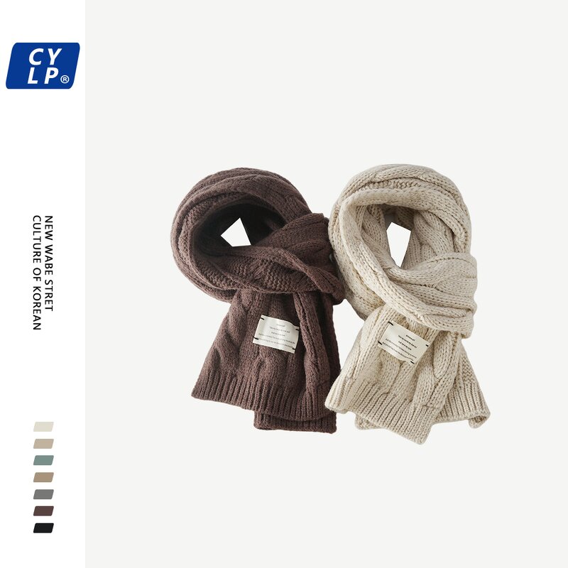 Ins Girly Heart Scarf Supplier - Winter Fashion Twist Wool Ladies Student Solid Color Warm Knit