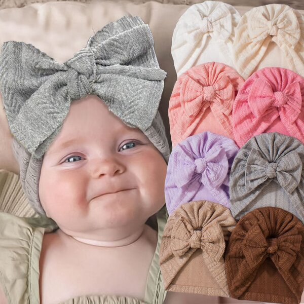 Baby Hat Factory - OEM/ODM Spring Autumn Solid Color Skin Friendly Soft Infant Cap with Bow