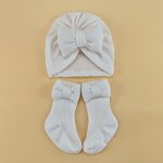 Newborn Cap Set Supplier - Wholesale Baby Beanie with Bow Knitted Headwrap Infant Gift Set