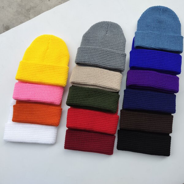Winter Knitted Hat Supplier - OEM/ODM Spot Custom Thickened Seamless Jacquard Acrylic Waffle