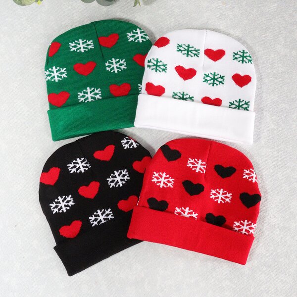 Christmas Knitted Hats Factory - Wholesale New Design Autumn Winter Jacquard Snowflake Love