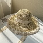 Beach Straw Hats Supplier - Wholesale Summer Sun protection Large Brim with Streamers Shading UV