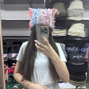 Ear Flap Knitted Hat Manufacturer - Wholesale Charming Sweet Color Block Design Handmade