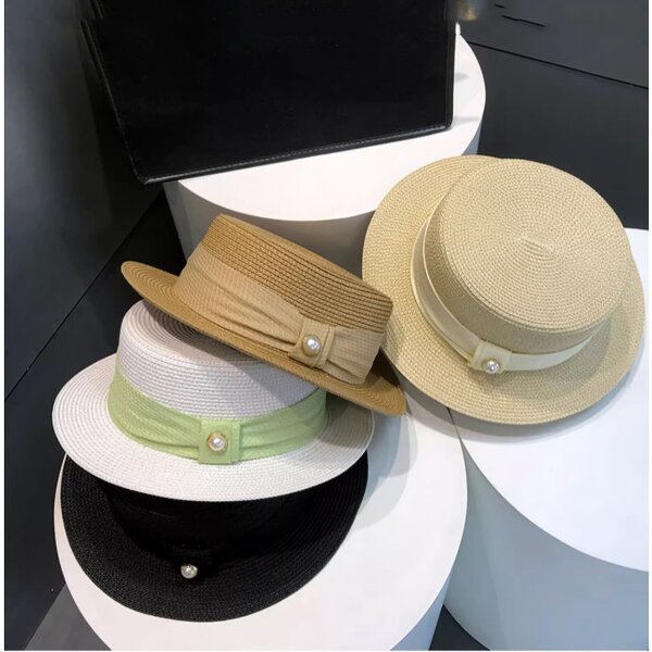 Vintage French Straw Hat Factory - Wholesale Fashion Elegant Sun Shade Flat Hat Ladies Top