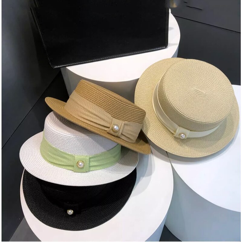 Vintage French Straw Hat Factory - Wholesale Fashion Elegant Sun Shade Flat Hat Ladies Top