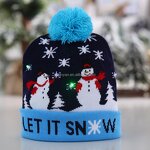 LED Light Christmas Hat Manufacturer - Wholesale Warm Snowman and Tree Jacquard Mommy and Me