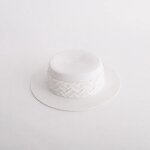 Pearl Satin Straw Hat Supplier - Summer Elegant Beach Travel Sun protection French Flat Top
