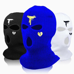Embroidery Balaclava Supplier - OEM/ODM Custom Design Multi Color Logo Motorcycle 3 Hole Full Face