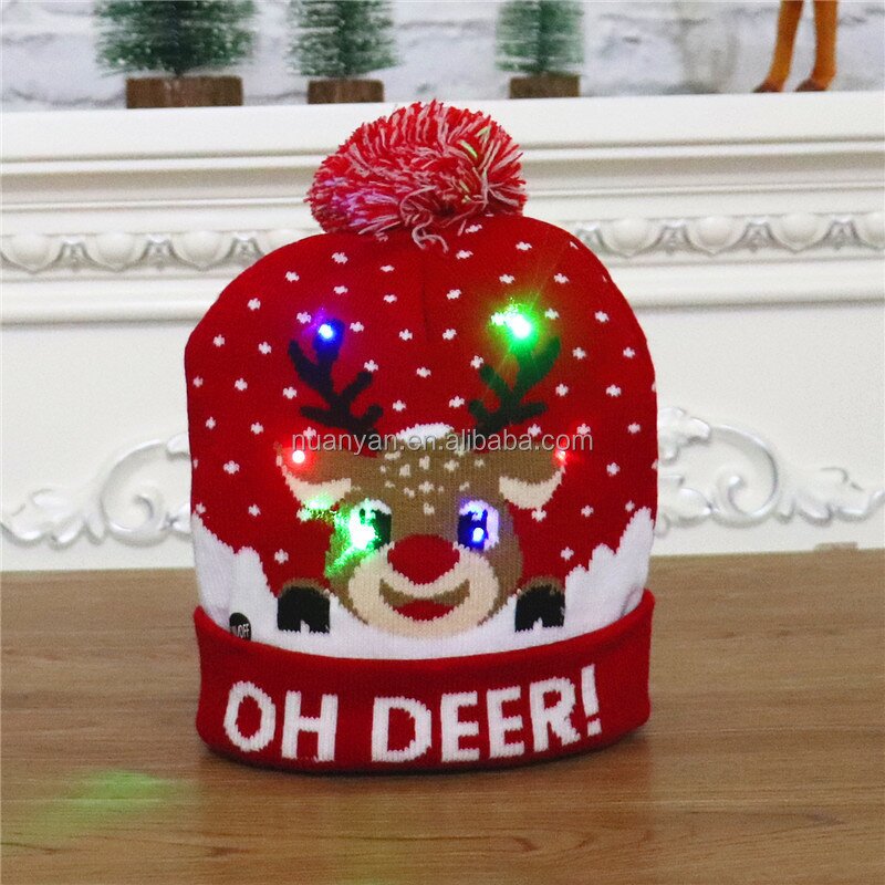 LED Glow Hat Supplier - OEM/ODM Christmas Party Decorations Knitted Light up Beanie Kids