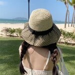 Solid Color Straw Hat Manufacturer - Summer Beach Holiday Big Brim Bow Braided Sun protection
