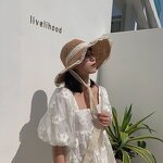 Beach Straw Hats Supplier - Wholesale Summer Sun protection Large Brim with Streamers Shading UV