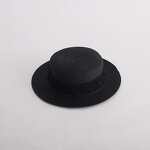 Pearl Satin Straw Hat Supplier - Summer Elegant Beach Travel Sun protection French Flat Top