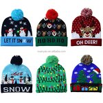 LED Light Christmas Hat Manufacturer - Wholesale Warm Snowman and Tree Jacquard Mommy and Me