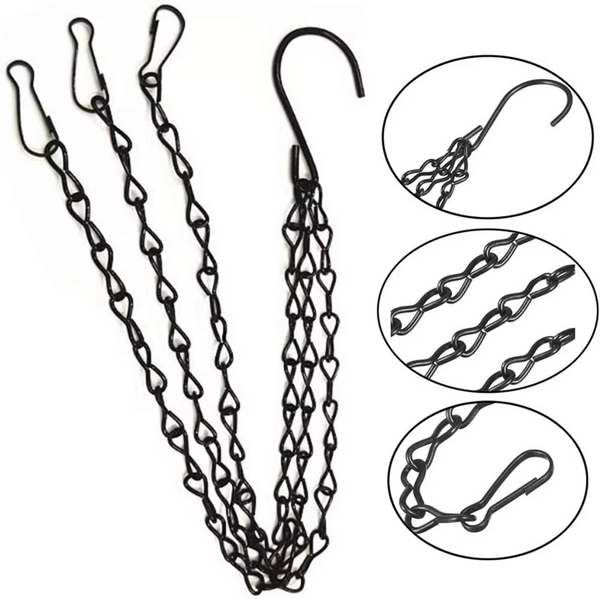 Iron Hanging Basket Chain Factory - 40cm with 3 Hooks Hydroponic Plant Grow Basin