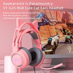 Gaming Headset Manufacturer - OEM SY-G25 Cute Cat Ear Led Over Ear USB 7.1