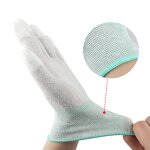 White Nylon Knitted Gloves Factory - OEM/ODM 13 Gauge Carbon Fiber PU Fingertips ESD