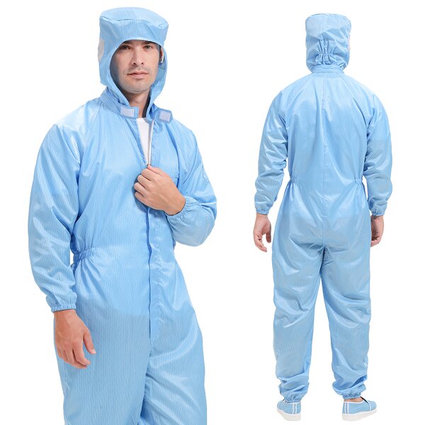 ESD Coveralls with Hood Supplier - OEM/ODM Anti-Static Stripe Cleanroom Safety Clothing