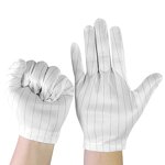 White Stripe Polyester Gloves Factory - OEM/ODM Reusable Lint-Free Antistatic Conductive Carbon