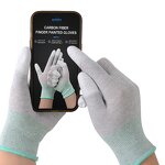 White Nylon Knitted Gloves Factory - OEM/ODM 13 Gauge Carbon Fiber PU Fingertips ESD