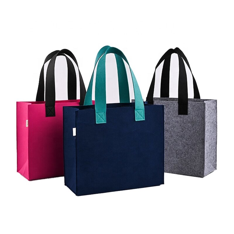 Felt Shopping Tote Bag Supplier - Storage High-Capacity Solid Color Shoulder