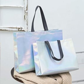 Holographic Non Woven Bags Factory - Custom Logo Iridescent Laminated Pearlized