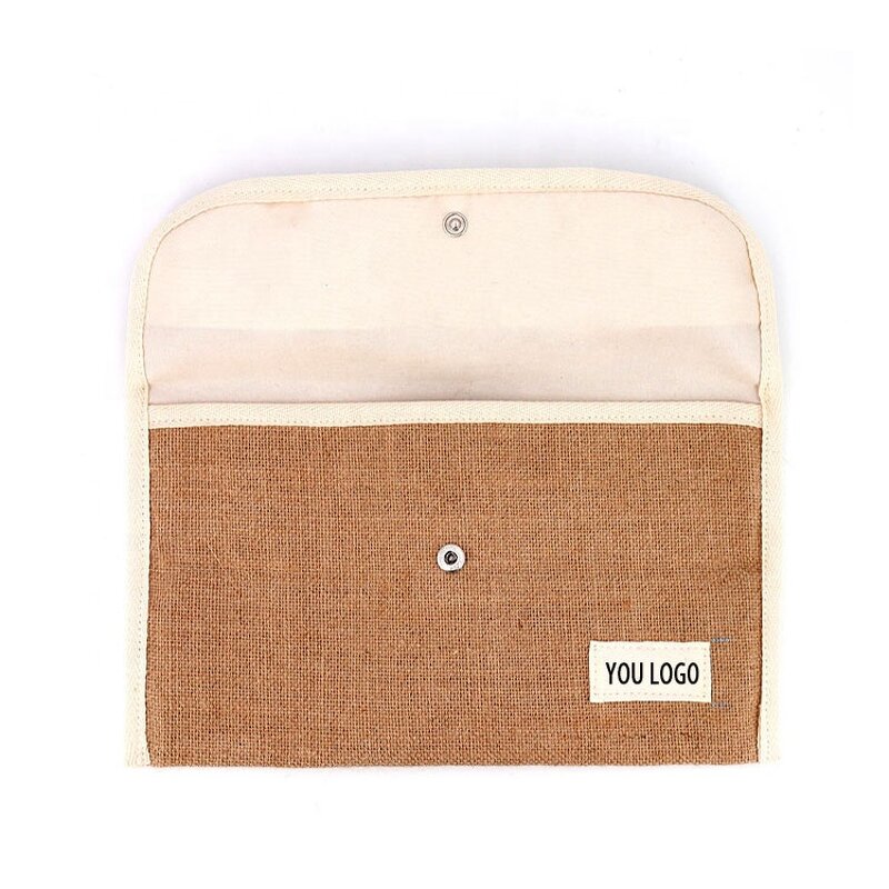 Cosmetic Bag Supplier - Custom Luxury Small Jute Linen Printed Logo