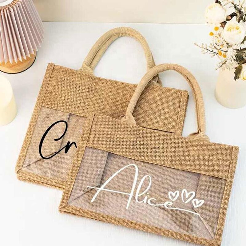 Jute Gift Tote Bag Supplier - Wholesale Custom Logo Burlap with PVC Window