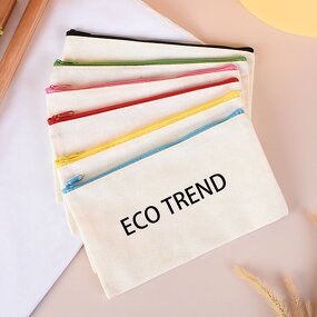 Cotton Canvas Makeup Bag Supplier - Custom Printed Logo Color Zipper Portable