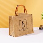 Jute Retro Tote Bag Manufacturer - Personalized Custom Linen Handbag Bamboo