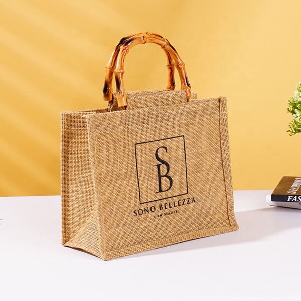 Jute Retro Tote Bag Manufacturer - Personalized Custom Linen Handbag Bamboo
