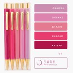 Ball Pen Factory - OEM Custom Logo Pastel Gold Hexagon Plastic Colorful Sets