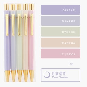 Ball Pen Factory - OEM Custom Logo Pastel Gold Hexagon Plastic Colorful Sets