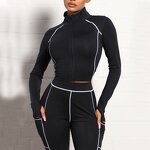 Yoga Set Factory - Three-piece Winter Long-sleeved Bra Pants Crop Jacket