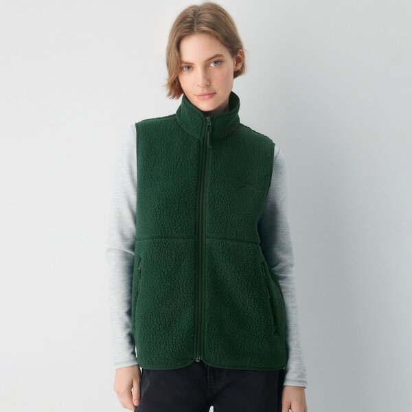 Fleece Vest Manufacturer - Winter Keep Warm Mockneck Zip up Side Pockets