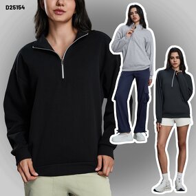 Winter Fleece Sweatshirt Supplier - Women's Half Zip Thickened Stand Collar Warm
