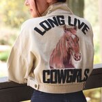 Equestrian Jacket Manufacturer - Long Live Cowgirls Cropped Embroidery Denim