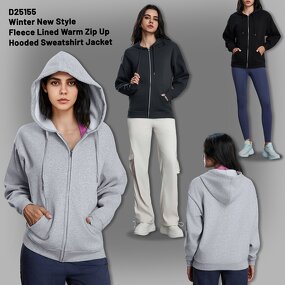Zip up Hoodie Factory - Winter New Style Fleece Lined Warm Sweatshirt Jacket
