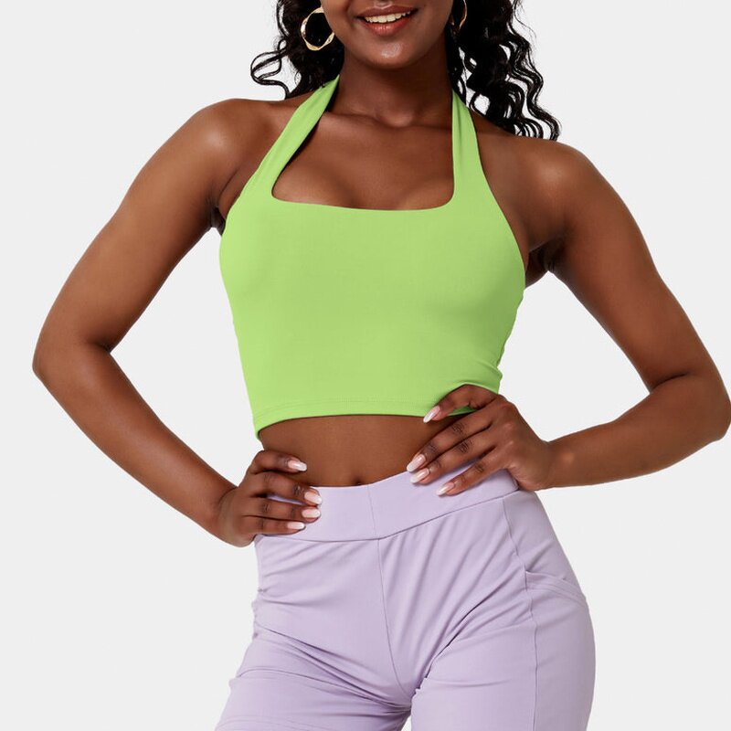 Sports Bras Manufacturer - Halter Backless Crop Top with Built in Bra
