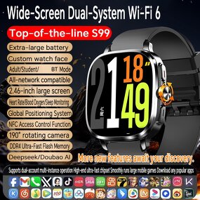 Smart Watch Supplier - OEM S99 Rotate Camera 2.4inch AMOLED AI Voice Assistant APP NFC WIFI GPS