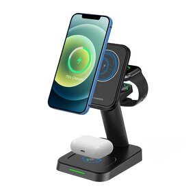 Magnetic Wireless Charger Factory - OEM 2024 New 3 in 1 for Smart Watch Earbuds Mobile 15W